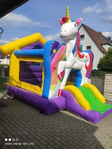 Profi Hüpfburg Luftburg Springburg Einhorn mit Rutsche Mädchentraum günstig leihen mieten in Mittelfranken Nürnberg Fürth Erlangen Ansbach Schwabach Lauf Zirndorf Roth – 2