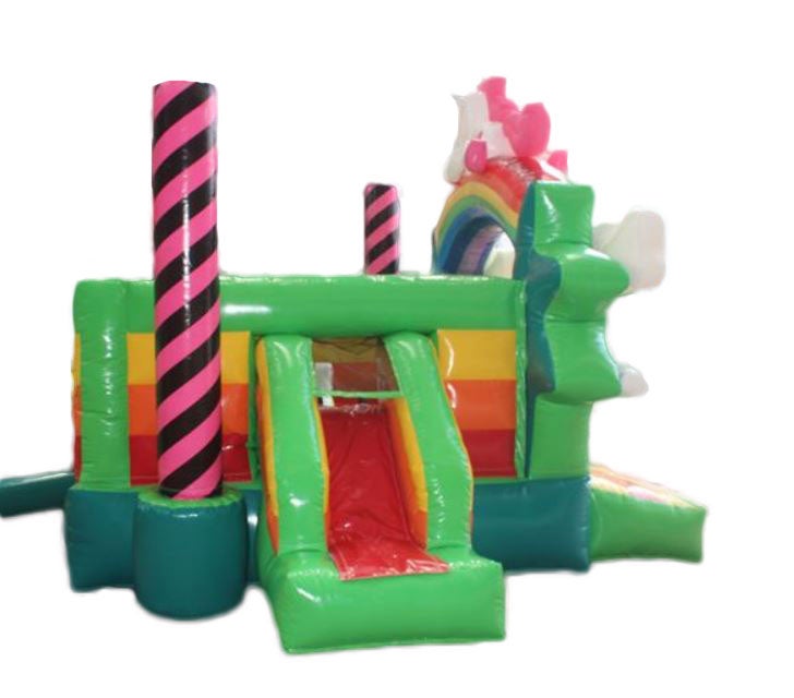Profi Hüpfburg Luftburg Springburg Einhorn Regenbogen mit Rutsche Mädchentraum günstig leihen mieten in Mittelfranken Nürnberg Fürth Erlangen Ansbach Schwabach Lauf Zirndorf Roth – 3