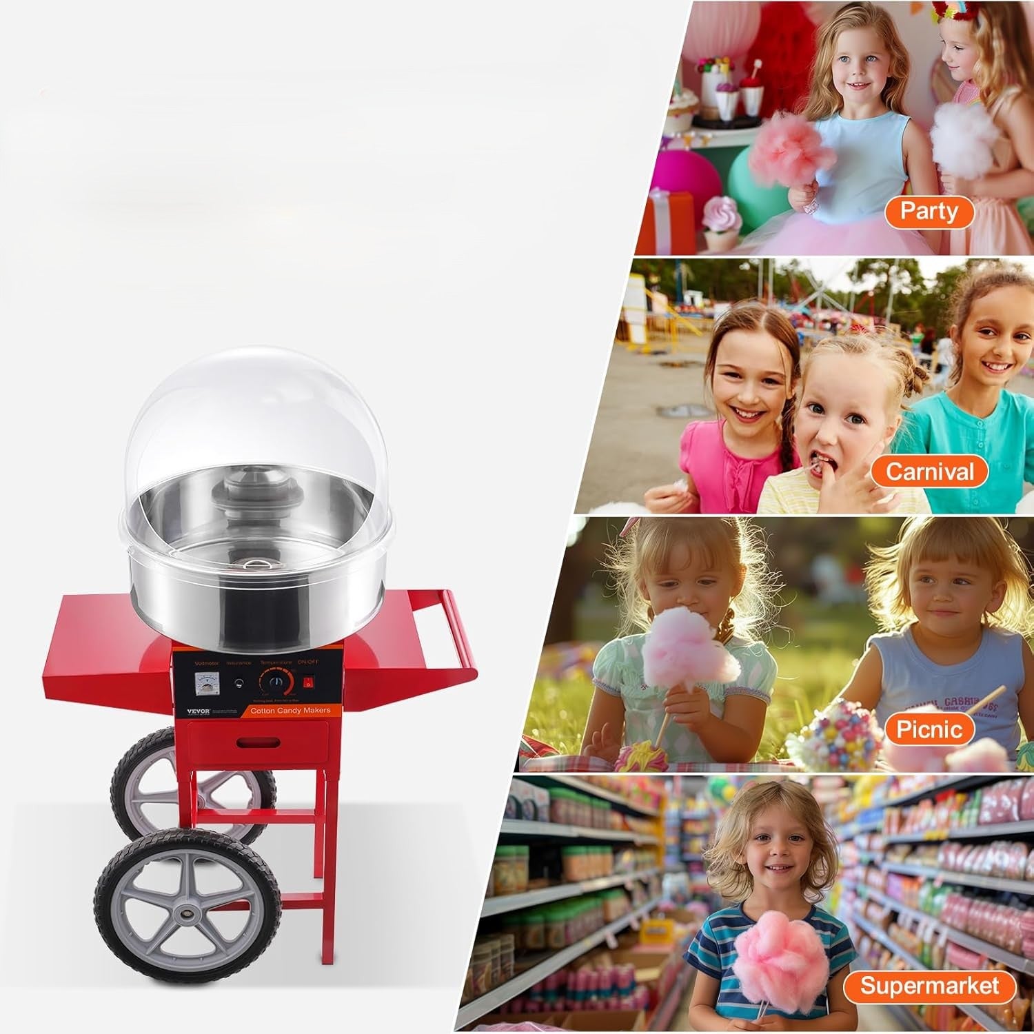 Zuckerwattemaschine auf Wagen mit Haube – jetzt mieten – 3