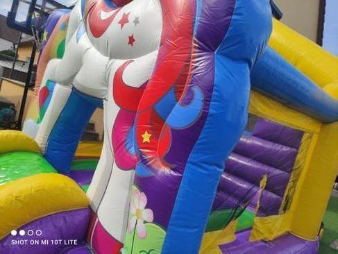 Profi Hüpfburg Luftburg Springburg Einhorn mit Rutsche Mädchentraum günstig leihen mieten in Mittelfranken Nürnberg Fürth Erlangen Ansbach Schwabach Lauf Zirndorf Roth – 4