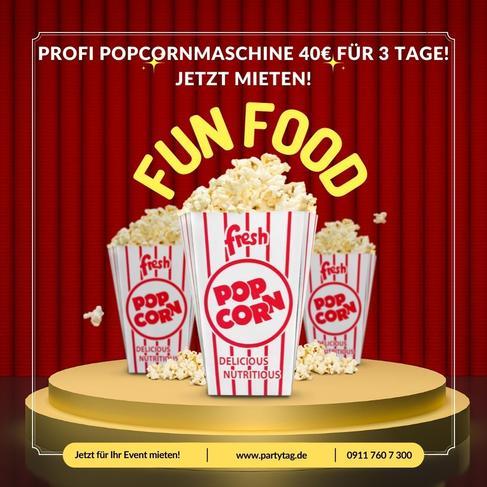 Profi Popcornmaschine Popcornmaker XXL Fun Food Event Party Messe frisches warmes Popcorn Puplikumsmagnet Giveaways mieten leihen – 2
