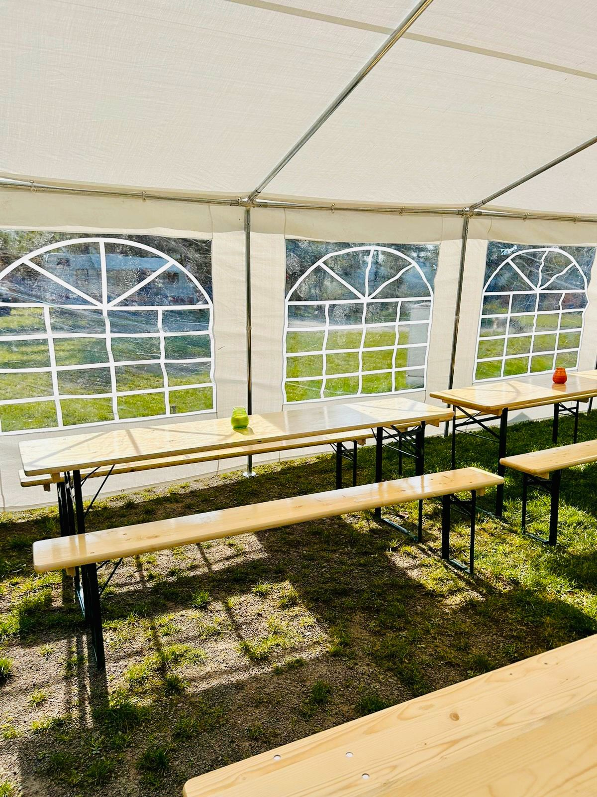 Bierzeltgarnitur, Festzeltgarnitur, Biertischgarnitur 2,20x0,50m - Tisch mit zwei Bänken – 4