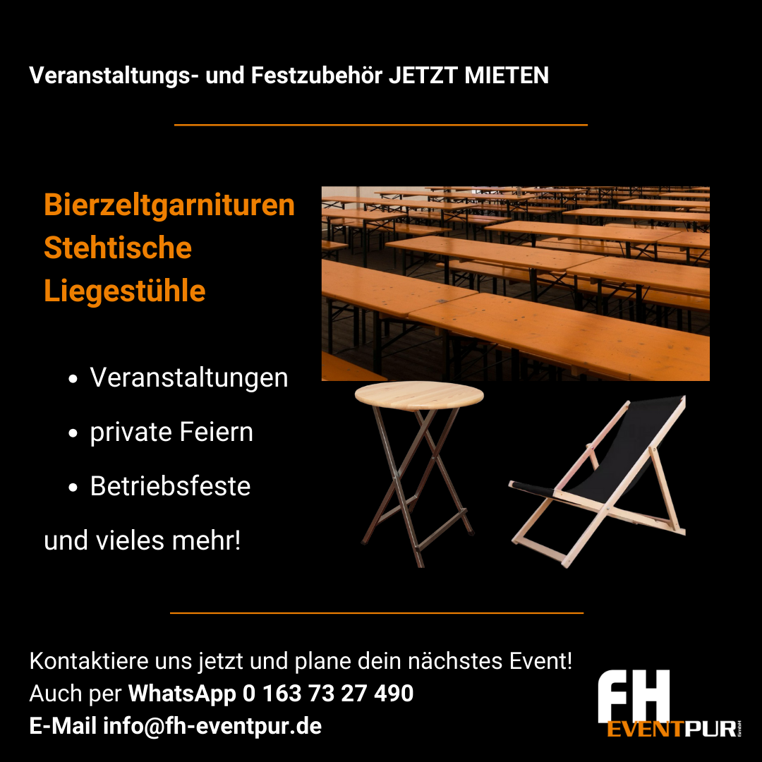 Bierzeltgarnitur mieten | Tisch + 2 Bänke | Abholung & Lieferung