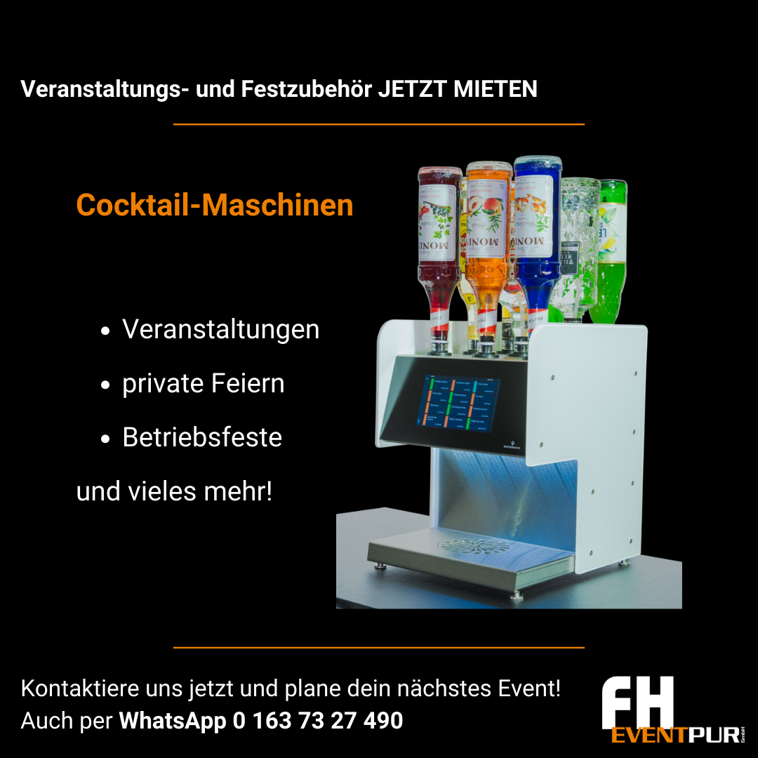 Cocktailmaschine mieten - JGA Hochzeiten Firmenfeier