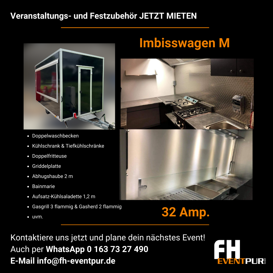 Imbisswagen M mieten | Kompakt (4m) + HACCP | Für Events bis 500 Gäste