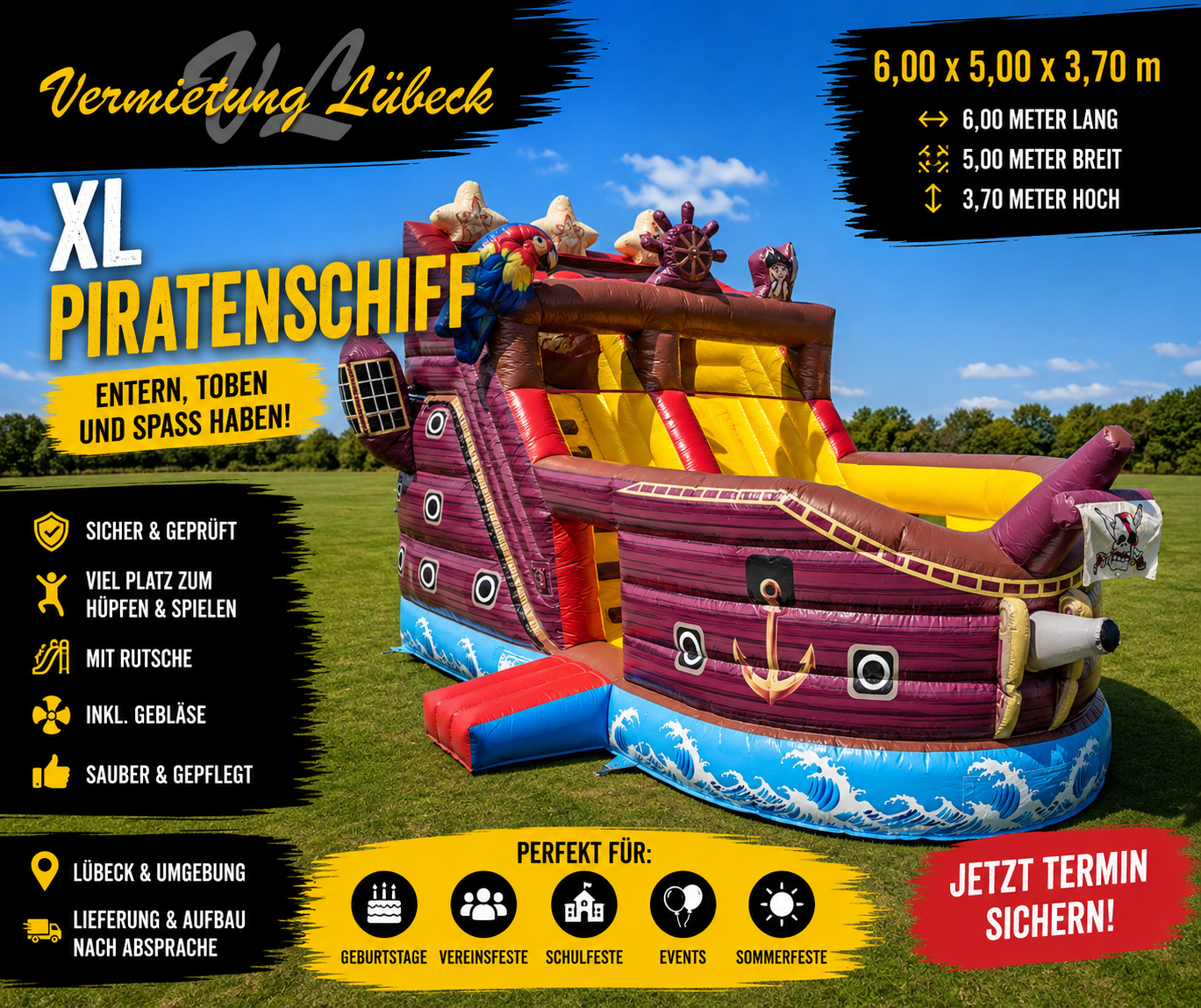 XL Piratenschiff mit Rutsche