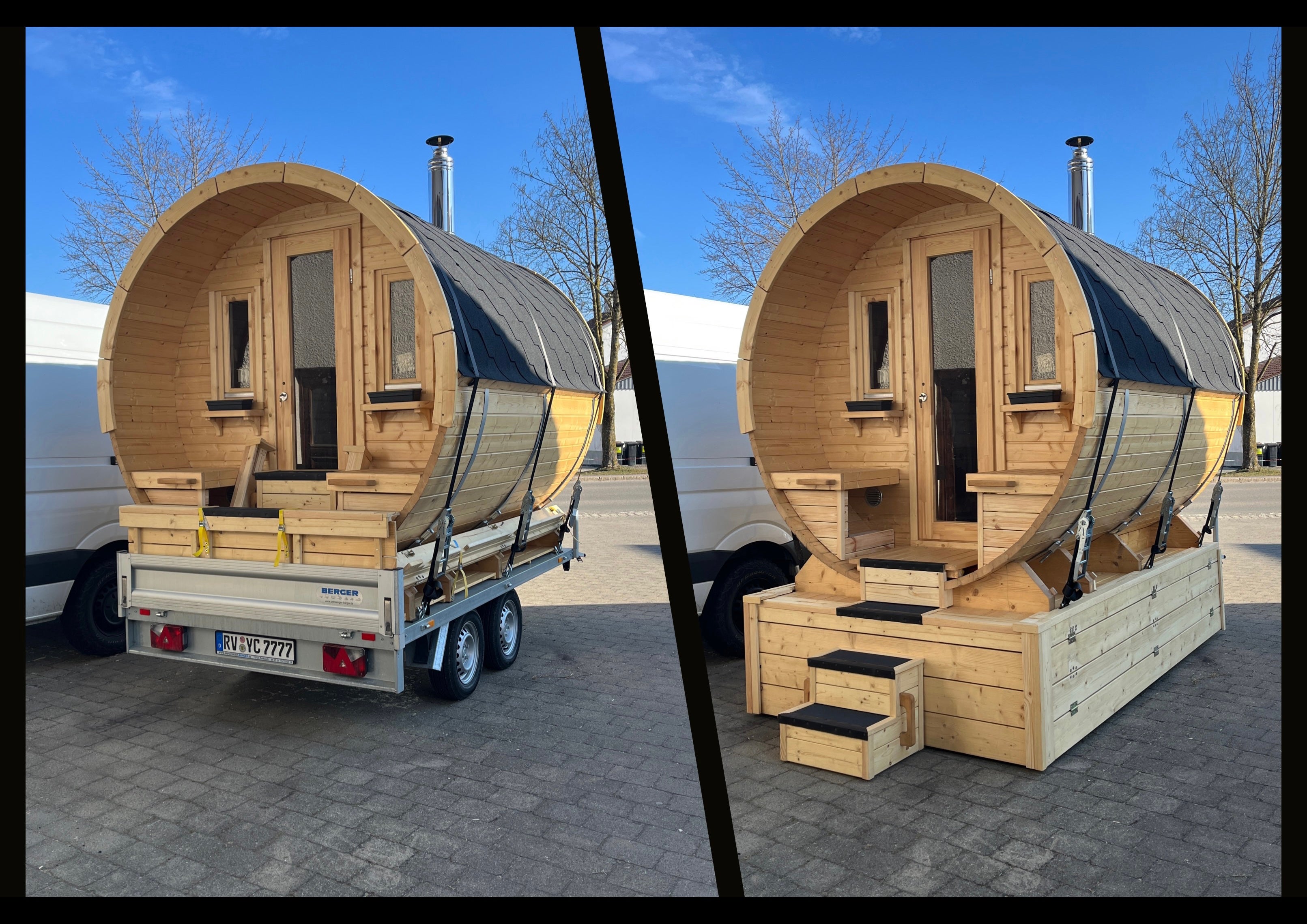 mobile Sauna, Saunaanhänger, Fasssauna Allgäusauna to go – 2