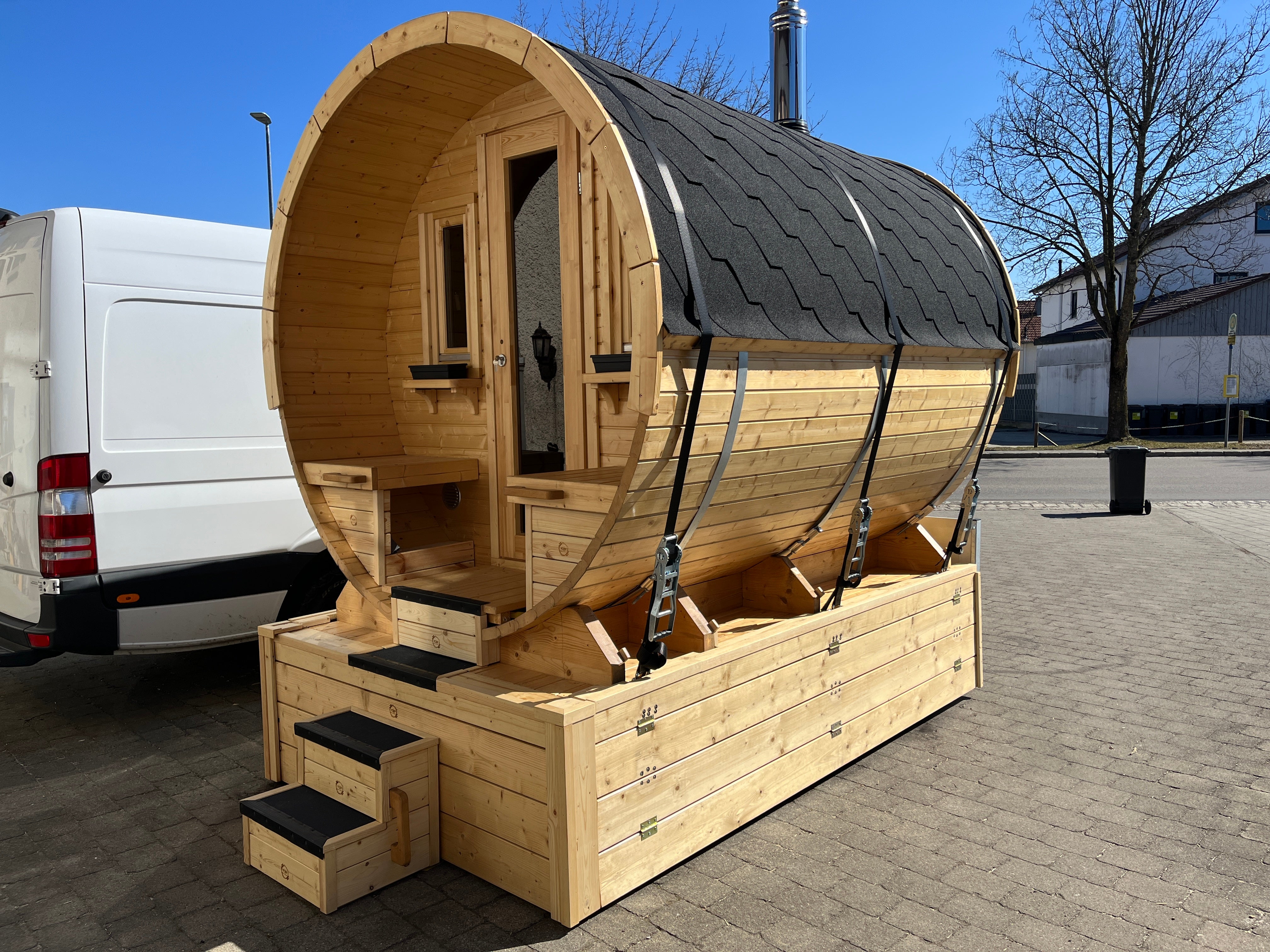 mobile Sauna, Saunaanhänger, Fasssauna Allgäusauna to go – 4