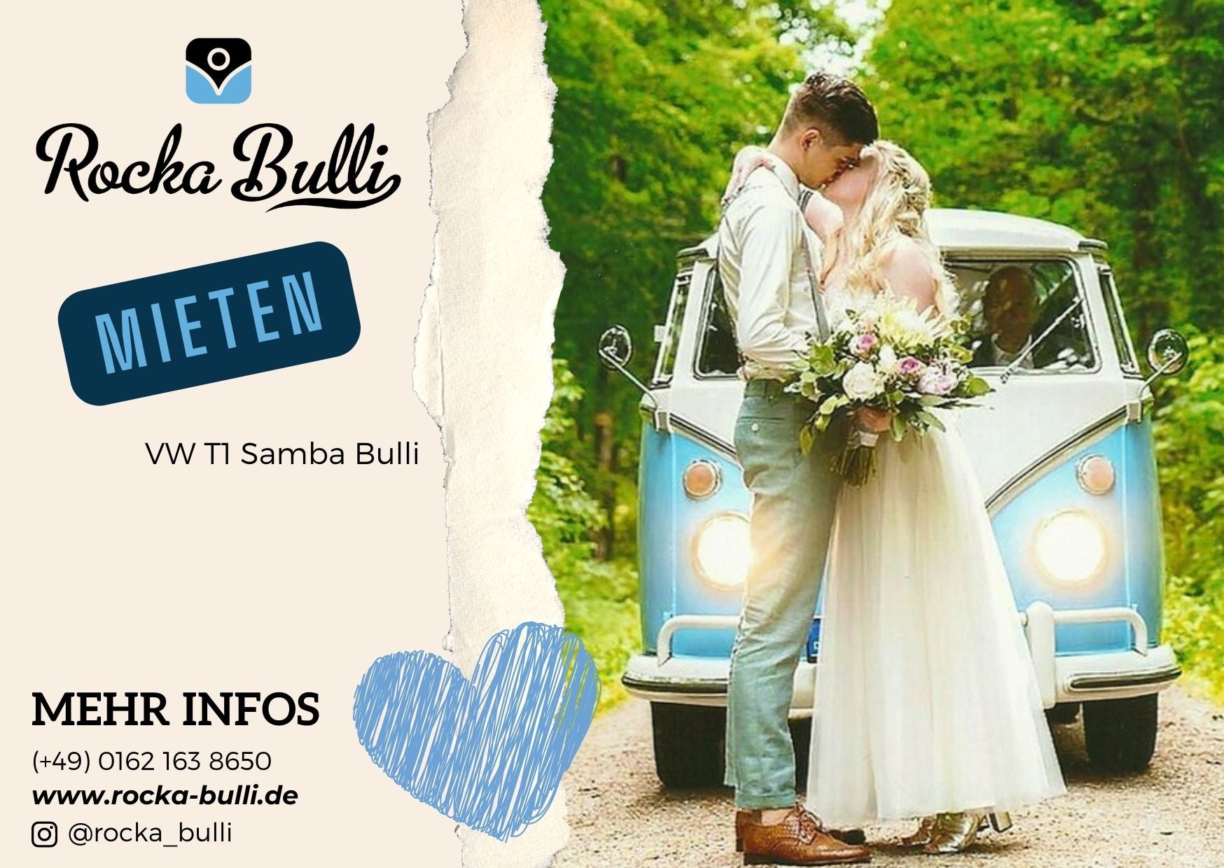 VW T1 Samba Bulli - Hochzeitsauto Oldtimer Brautwagen Mietauto - RockaBulli – 2