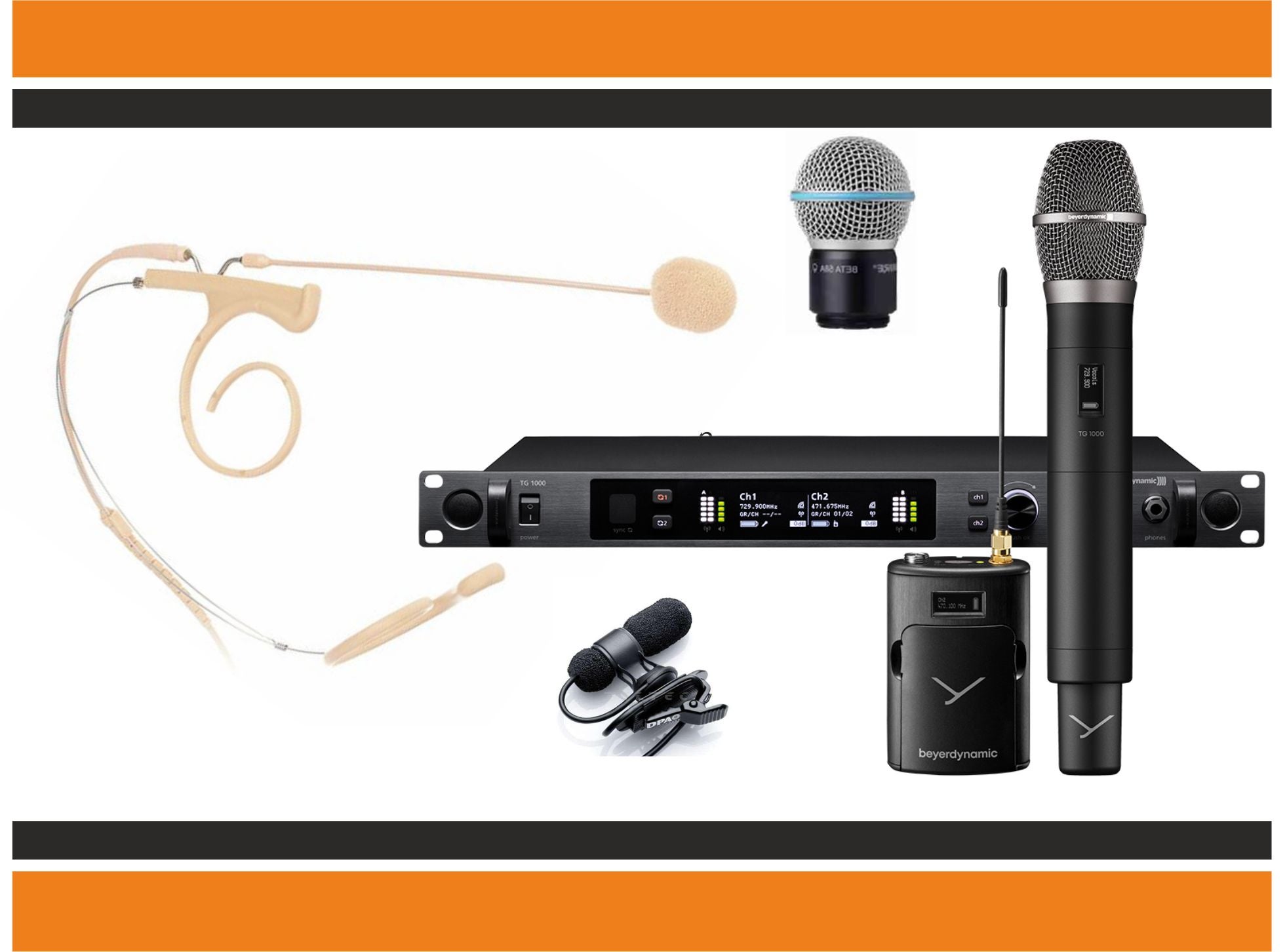 Profi 2-fach Funkmikrofon Set mit Handmikro, Headset, oder Ansteckmikrofon