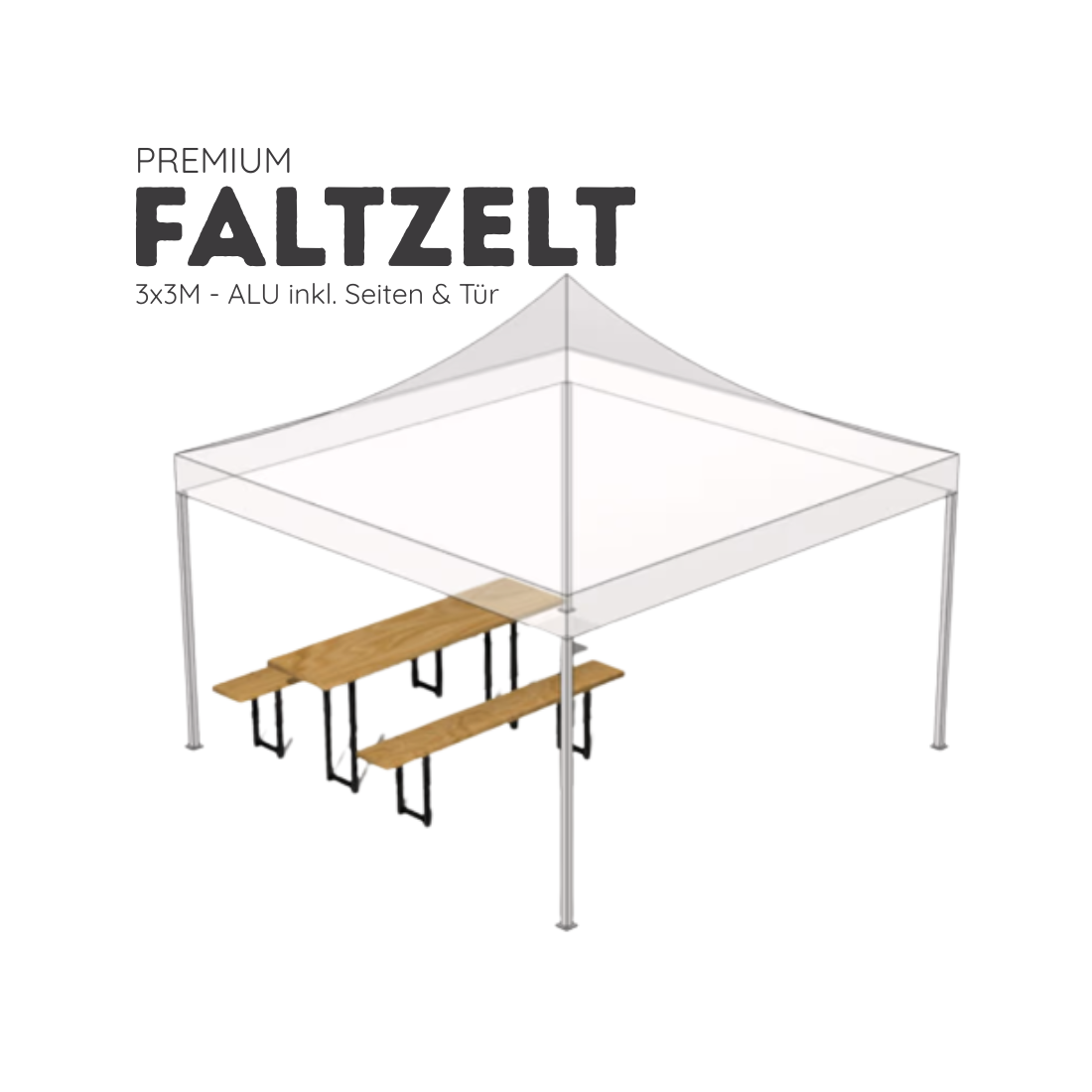 Faltzelt 3x3m schwarz + Zubehör – 2