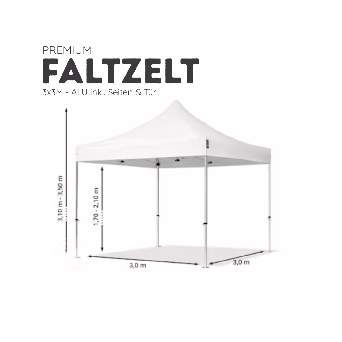 Faltzelt 3x3m weiß + Zubehör – 3