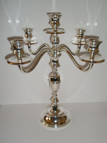 Kerzenleuchter, 5-armig - versilbert, Höhe ca. 100 cm