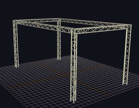 Messestand aus Traversen 6,8 x 3,8 mit 3,4 m Höhe = 26 m² · andere Größen jederzeit möglich – 4