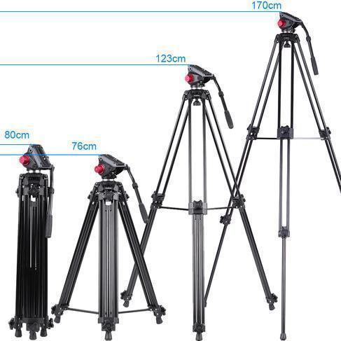 Profi Videostativ 170 cm Andoer mit Fluid-Kopf bis 10 kg Kameragewicht – 4