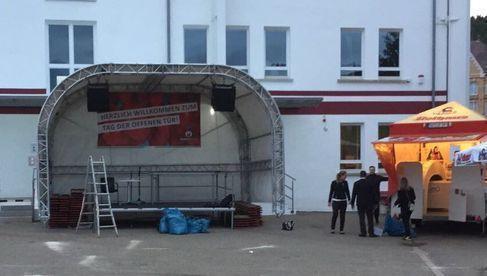 Bühnendach Rundbogenüberdachung für Bühne 6x4m oder 6x5m ca. 4m hoch inkl. Planen und Gaze – 4