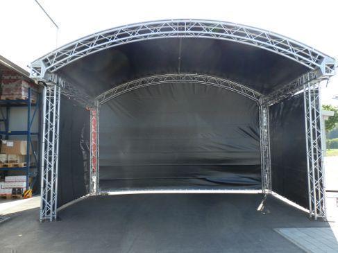 Bühnendach Rundbogenüberdachung für Bühne 8x6m max. 5m hoch inkl. Planen und Gaze