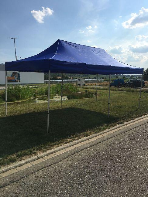 Partyzelt / Pavillion 6 x 3 m (3,35 m hoch) weiß - hochstabiles Stahlrohrgestell mit Scherenmechanik - super schnell aufgebaut (Zelt)