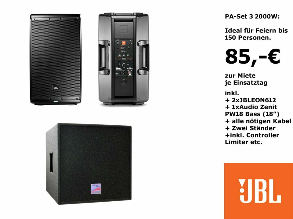 PA-Set 5 mieten: 4000W Beschallungssystem Audio Zenit Made in Germany für bis 500 Personen – 4