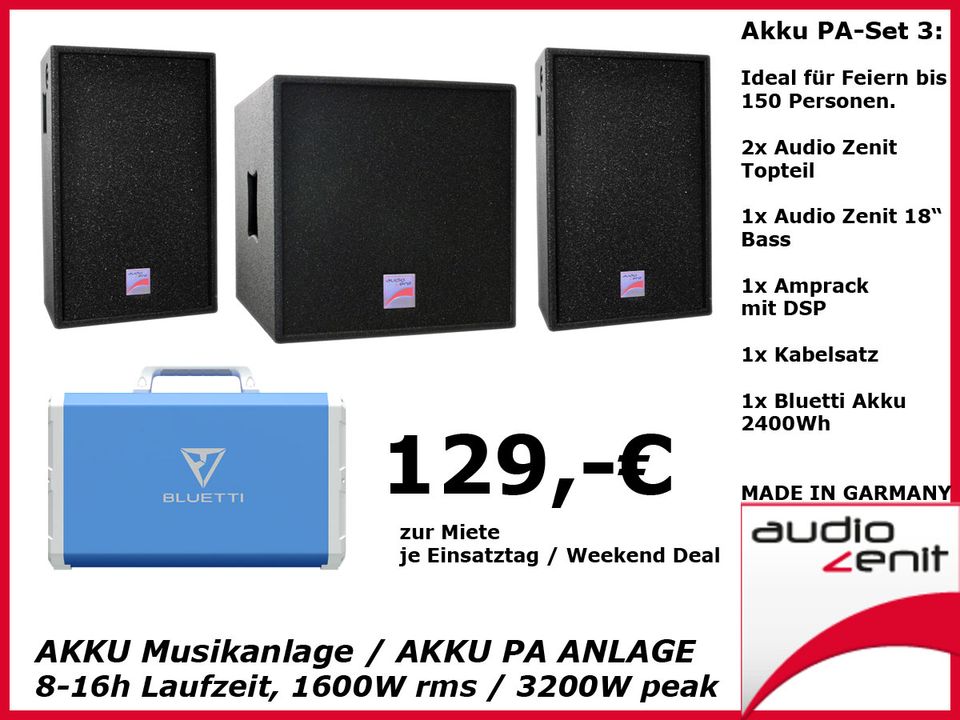 Akku-Musikanlagen mieten Berlin – Skyrock, Soundboks 3 & 4, Akku-PA für Open Airs – 2