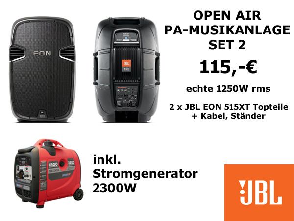 Akku-PA-Lautsprecher Set 4 mieten – echte 3000 W RMS, netzunabhängig für Open Airs – 4