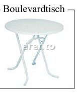 Boulevardtisch 100 cm rund mieten - gartentauglicher Tisch für draußen