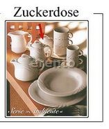 Zuckerdose mieten - Serie Ambiente, weißes Gastronomiegeschirr mit Wellenrelief