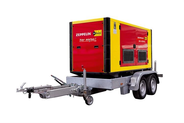 Stromerzeuger bis 80 kVA, mit Fahrgestell mieten