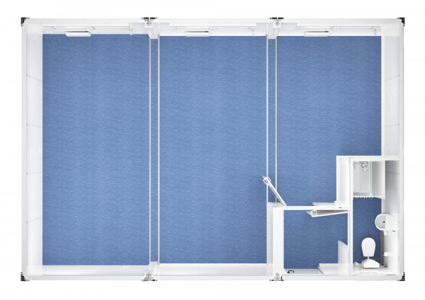 Trioanlage mit Windfang, WC und Dusche - 20 ft - 6 x 9 m Duo- & Trioanlagen mieten