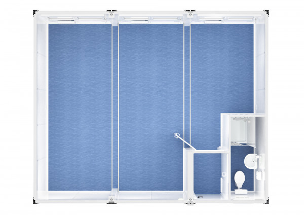 Trioanlage mit Windfang, WC und Dusche - 20 ft - 6 x 7,5 m Duo- & Trioanlagen mieten