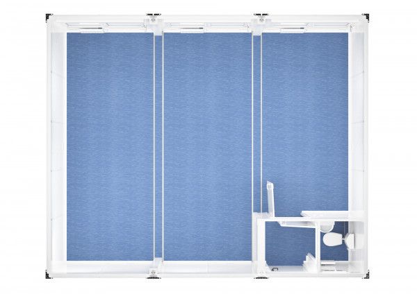 Trioanlage mit Windfang, WC - 20 ft - 6 x 7,5 m Duo- & Trioanlagen mieten