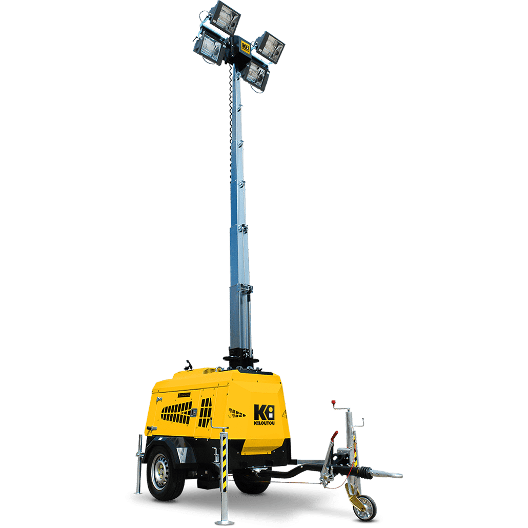 Lichtmast auf Anhänger – 4 x 1000 W – 7,00 m mieten