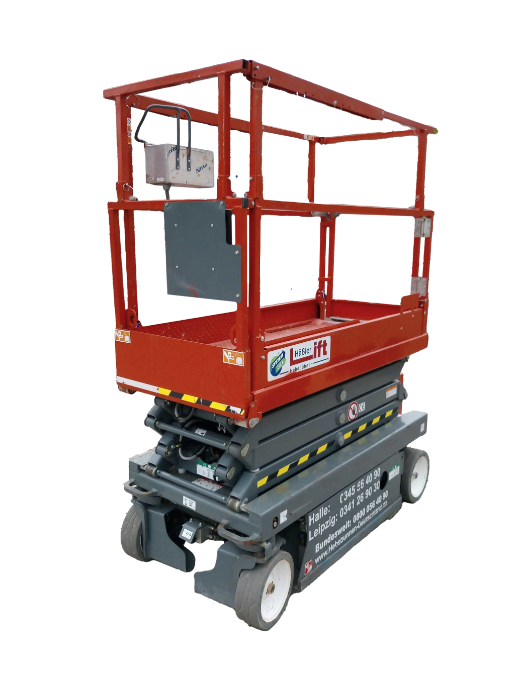 Scherenarbeitsbühne 7,80 m mieten – Elektro, 227 kg Nutzlast, Halle/Leipzig/Köthen