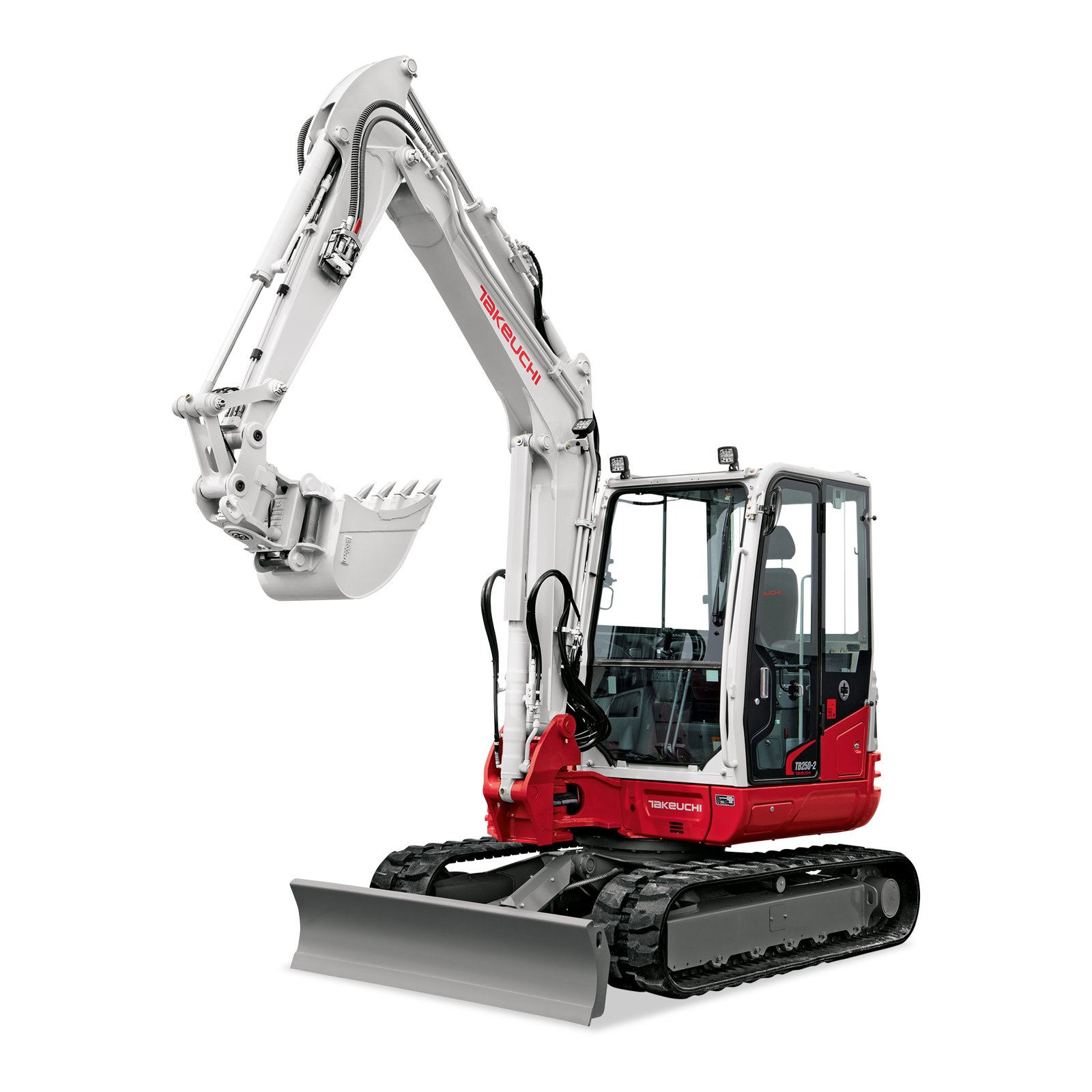 Takeuchi TB 250-2 mieten – Midi-Raupenbagger, 5,1 t Einsatzgewicht, ab 210 € netto/Tag