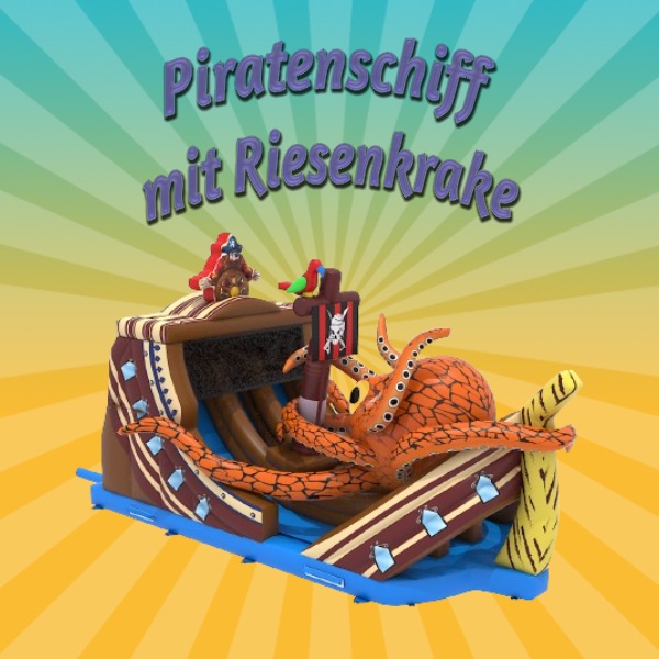 Hüpfburg Piratenschiff mit Riesenkrake mieten – Leipzig, ab 189 €/Tag