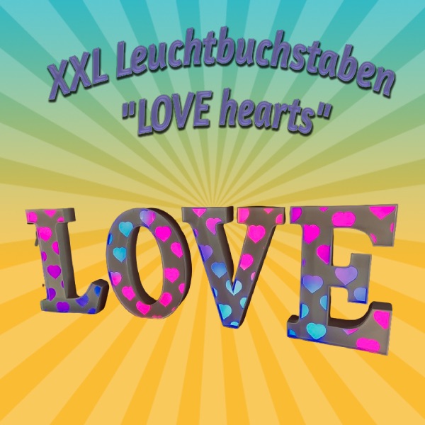 XXL Leuchtbuchstaben „LOVE hearts“ (Herzdekor) mieten – Leipzig, ab 189 €/Tag