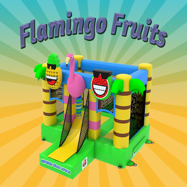 Hüpfburg „Flamingo & Fruits“ (PVC) mieten – Leipzig, ab 99 €/Tag