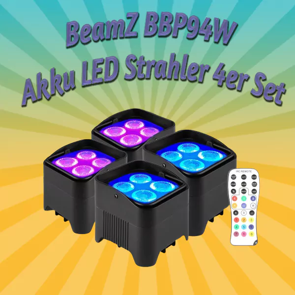 BeamZ Bbp94w Akku LED Strahler Uplight 4er Set mieten – Leipzig, ab 49 €/Tag