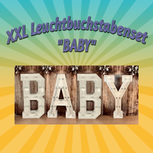 „BABY“ XXL Leuchtbuchstaben mieten – Leipzig, ab 189 €/Tag