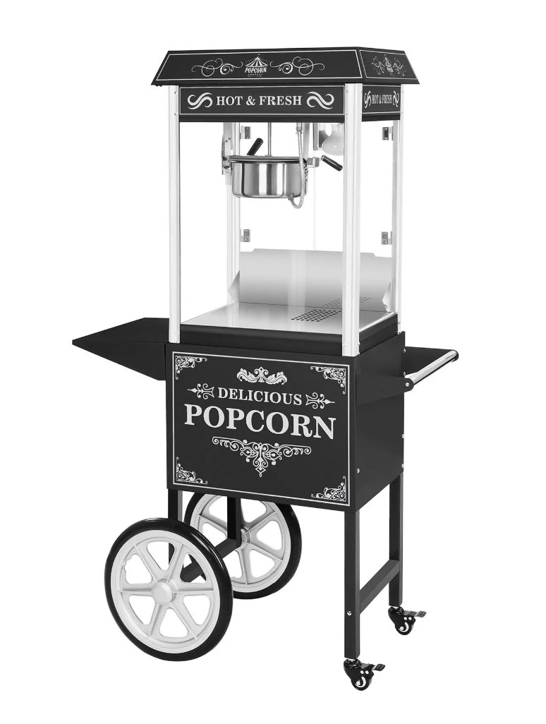 Popcornmaschine mit Wagen (Retro-Design schwarz) mieten – NRW, ab 75 € netto/Tag
