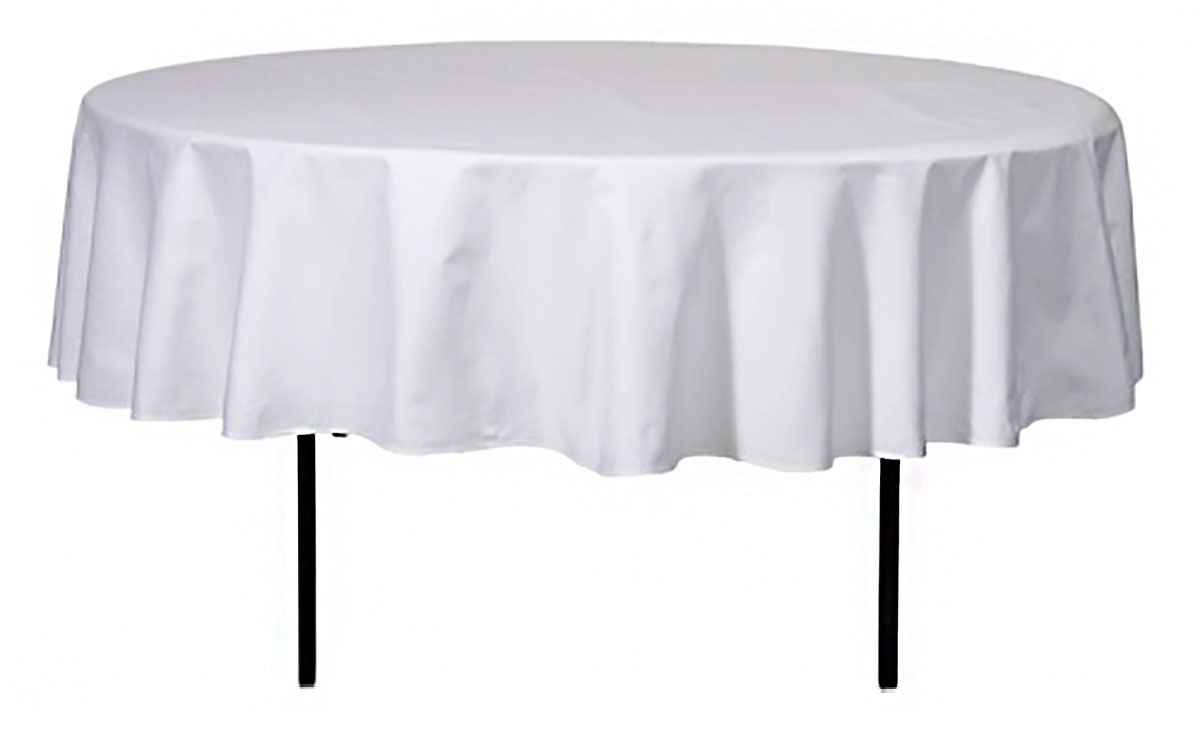 Tischdecke Ø 194 cm weiß für Banketttische Ø 154cm mieten – NRW, ab 12,60 € netto/Tag