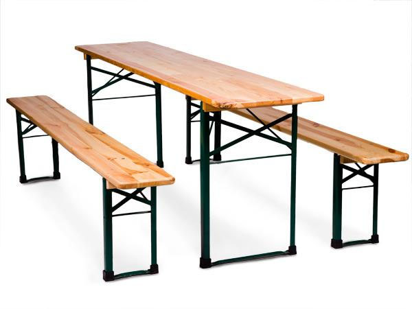 Festzeltgarnitur (1 Tisch (67cm) und 2 Bänke) mieten – NRW, ab 17,35 € netto/Tag