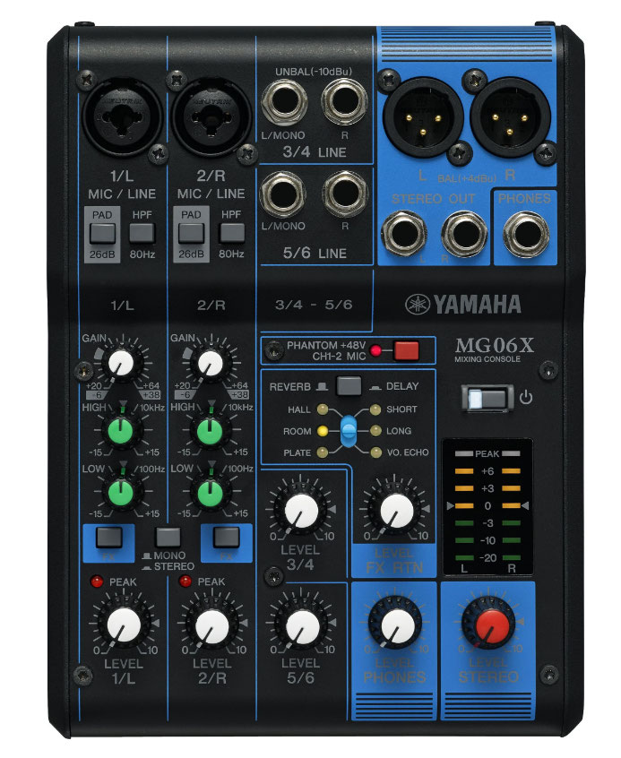 Yamaha MG 06X, 6Kanal Mischpult mit Effektprozessor mieten – NRW, ab 11,50 € netto/Tag
