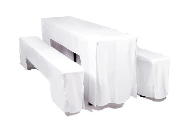 Hussen Set 5tlg. für Festzeltgarnitur (50 cm) weiß mieten – NRW, ab 21 € netto/Tag