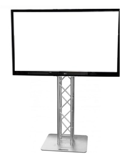 Präsentations Paket 3 75" TV an 4-Punkt-Traverse montiert mieten – NRW, ab 250 € netto/Tag