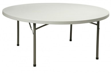 Banketttisch (Klapptisch) Ø 154 cm weiß/hellgrau mieten – NRW, ab 12,60 € netto/Tag