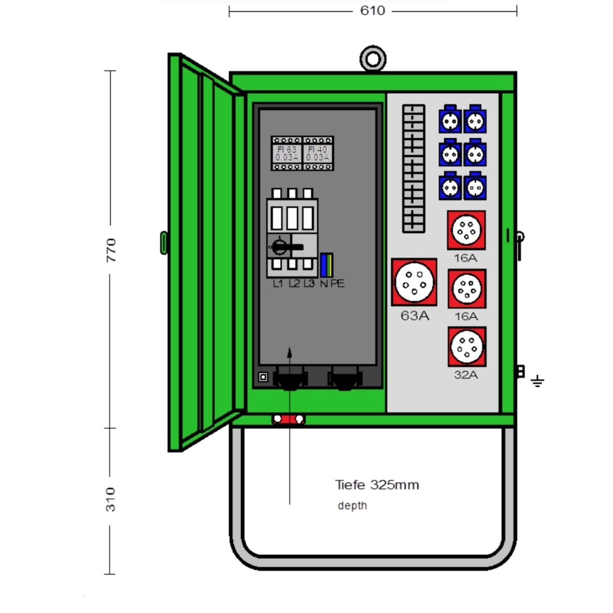 Elektra AV EV 63/3211 mieten – Elektro-Verteiler-Schrank, ab 6 € netto/Tag