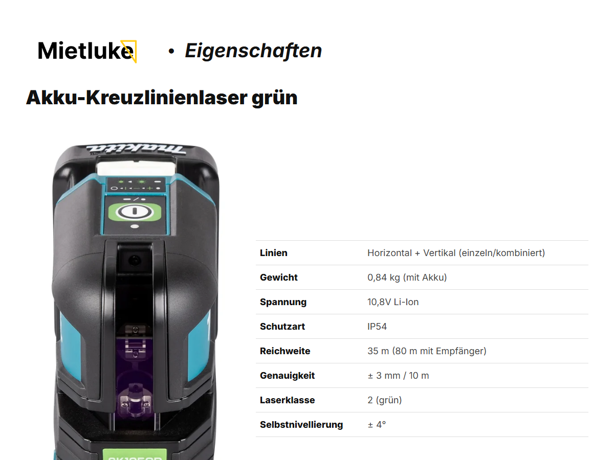 Akku-Kreuzlinienlaser grün mieten - ab 12 mieten in Berlin – 2