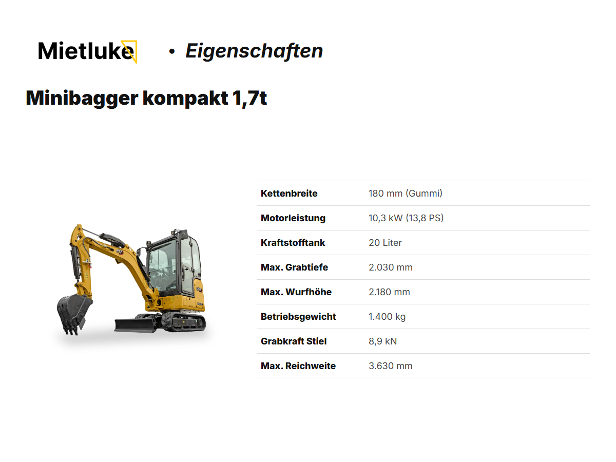 Minibagger kompakt 1 mieten in Berlin – Kette – 2