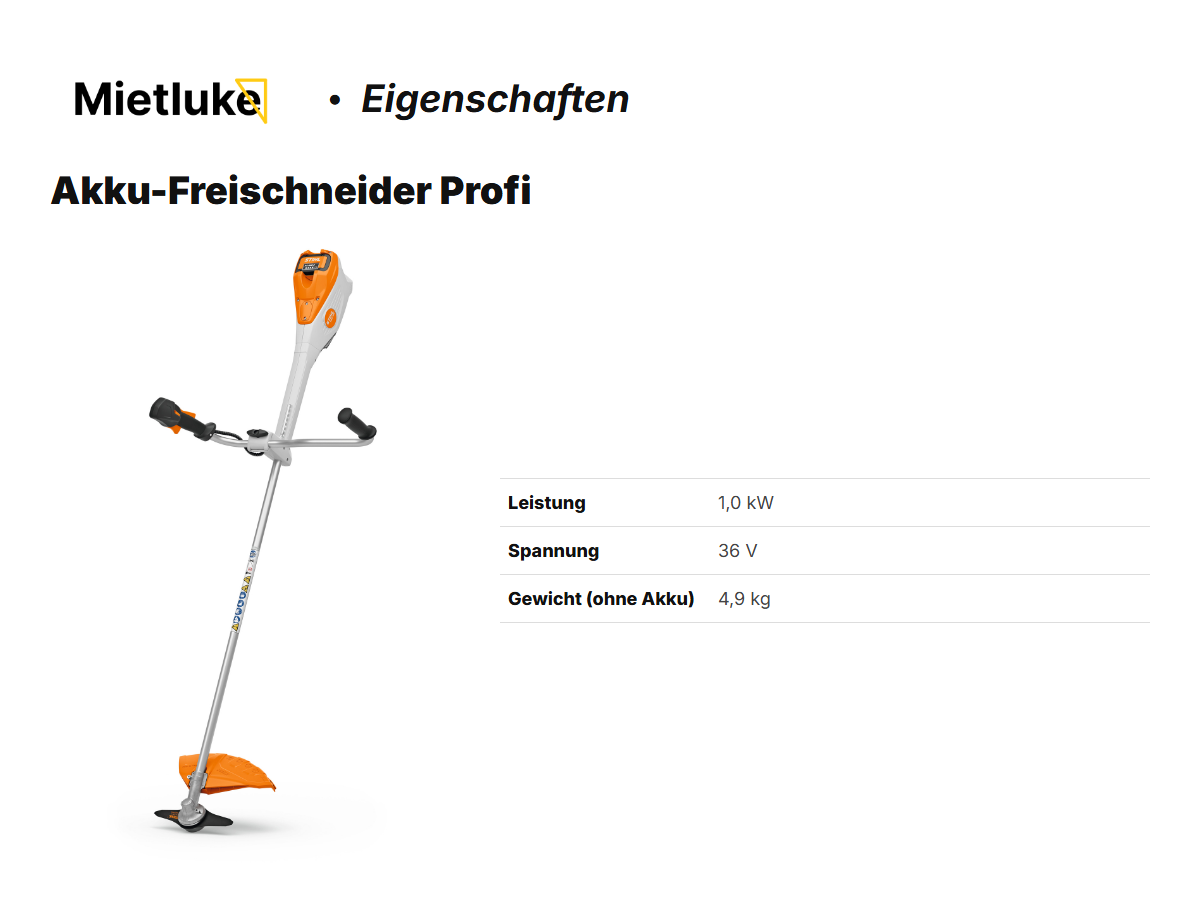 Akku-Freischneider Profi mieten - ab 16 mieten in Berlin – 4,9 kg – 2